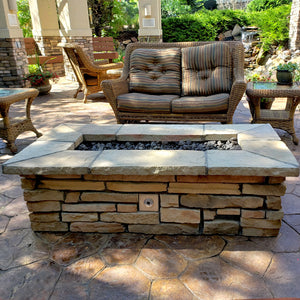 Custom Stone Rectangle Gas Fire Pit